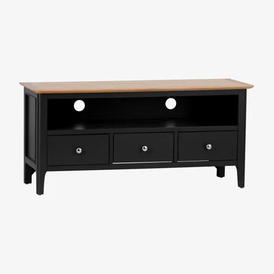 Chiltern Oak Furniture Bergen Black Painted Oak Large TV Unit