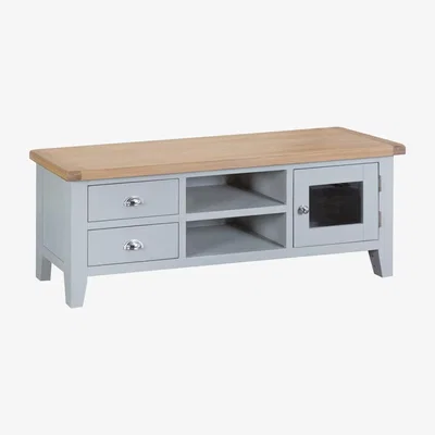 Chiltern Oak Furniture Suffolk Grey Painted Oak Large TV Unit