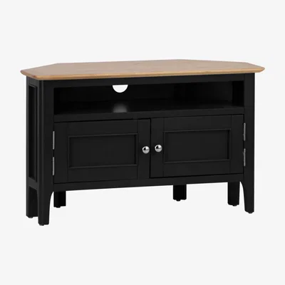 Chiltern Oak Furniture Bergen Black Painted Oak Corner TV Unit