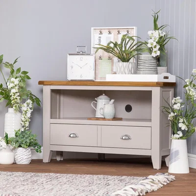 Chiltern Oak Furniture Chester Stone Painted Oak Corner TV Unit
