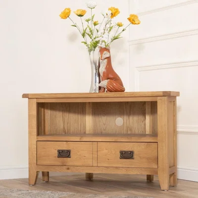 Chiltern Oak Furniture Rustic Oak Corner TV Unit