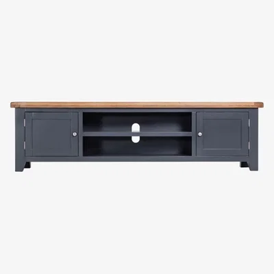 Chiltern Oak Furniture Hampshire Blue Painted Oak Extra Large TV Unit