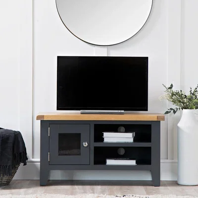 Chiltern Oak Furniture Suffolk Midnight Grey Painted Oak TV Unit