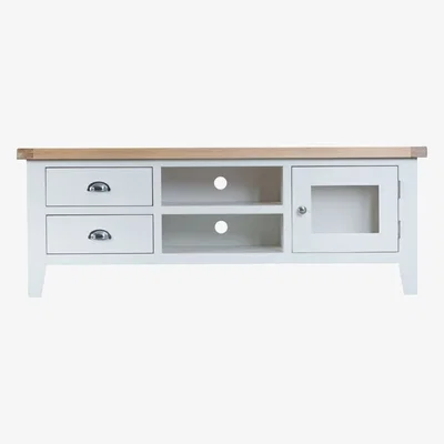 Chiltern Oak Furniture Suffolk White Painted Oak Large TV Unit