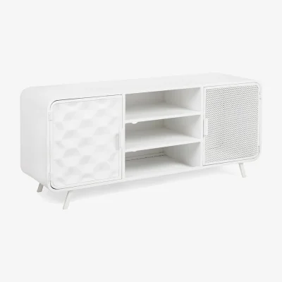 Cuckooland Wyatt White Metal TV Stand - SECONDS CLEARANCE STOCK