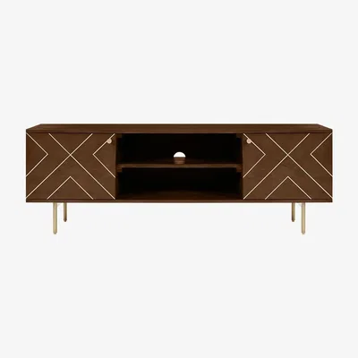 Cult Furniture £100 Off Jude TV Unit, Dark Mango Wood & Brass