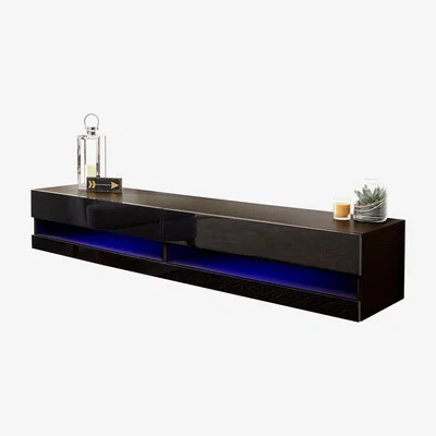 Dunelm Galicia 180cm LED Wide Wall TV Unit Black