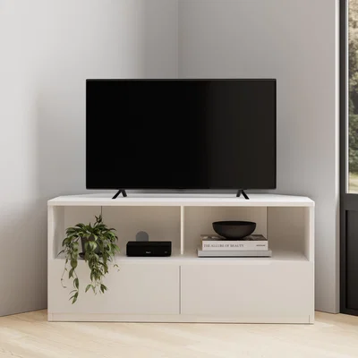 Dunelm Larson Corner TV Unit White White