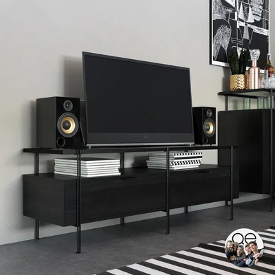 Dunelm Queer Eye Wainwright TV Stand, Black Oak Black