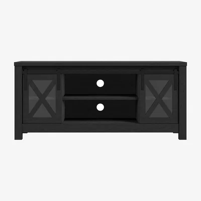 Dunelm Clover Tv Unit for Tvs Up To 55, Black Glass Black