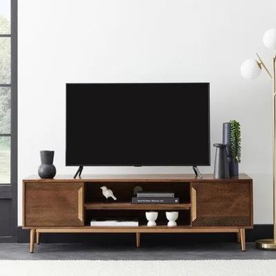 Dunelm Anya Extra Wide TV Unit, Mango Wood for TVs up to 67"