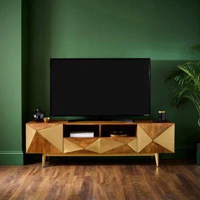 Dunelm Zadie Extra Wide Tv Unit for Tvs Up To 80, Mango Wood Natural