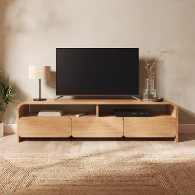 Dunelm Bennett Extra Wide TV Unit for TVs up to 70", Light Oak
