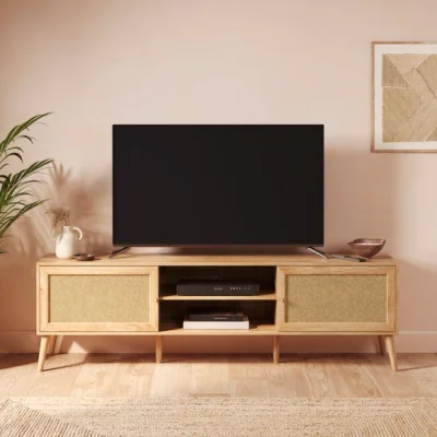 Dunelm Jordyn Extra Wide TV Unit for TVs up to 80", Mango Wood Effect