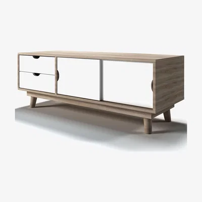 Dunelm Scandi 2 Drawer White TV Media Unit White