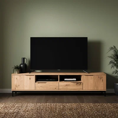 Dunelm Reynolds Extra Wide Tv Unit for Tvs Up To 80,     Rustic Oak Effect