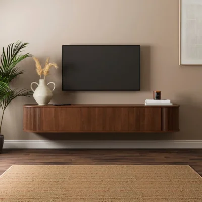 Dunelm Mateo Wall Mounted TV Unit, Wood Effect