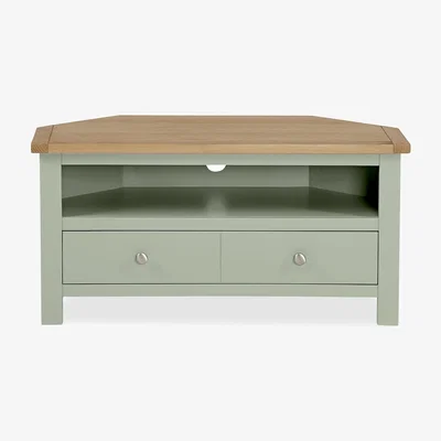Dunelm Bromley Corner TV Unit, Oak for TVs up to 40" Sage (Green)