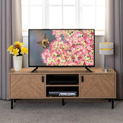 Dunelm Return - Leon 2 Door TV Unit Stand for TVs up to 65", Oak Effect