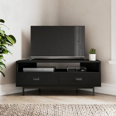 Dunelm Fulton Corner TV Unit, Black Oak Effect Black