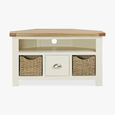 Dunelm Wilby Cream Corner TV Stand Cream