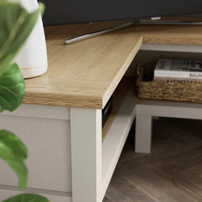 Dunelm Olney Open Corner TV Unit for TVs up to 55", Stone