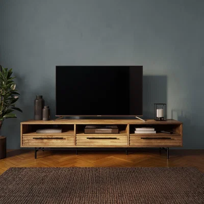 Dunelm Bryant Extra Wide TV Unit, Mango Wood Effect Wood (Brown)