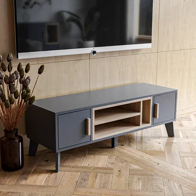 Dunelm Cobalt TV Stand for TVs up to 55, Oak Oak