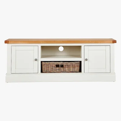 Dunelm Compton Ivory Wide TV Stand with Baskets Cream and Brown