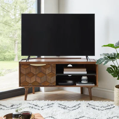 Dunelm Hex Corner TV Stand Light Brown