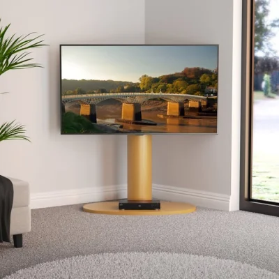 Dunelm Return - AVF Wooden Column TV Stand for TVs up 65”, Oak