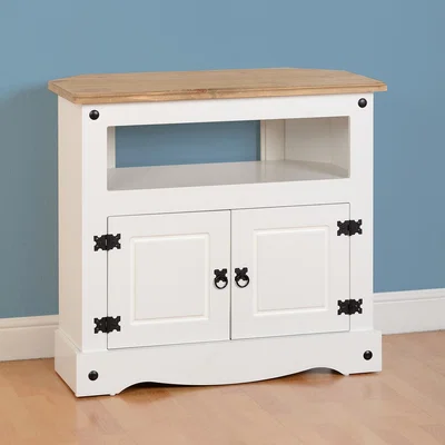 Dunelm Corona White Corner TV Unit White