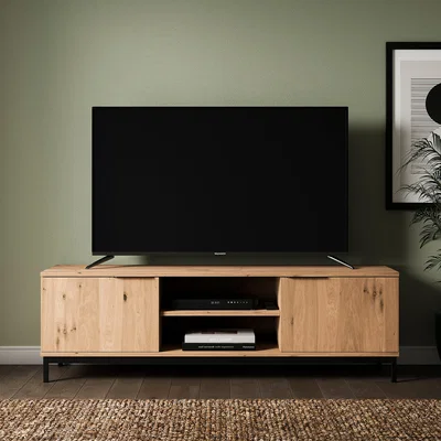 Dunelm Reynolds Wide Tv Unit for Tvs Up To 60,     Rustic Oak Effect
