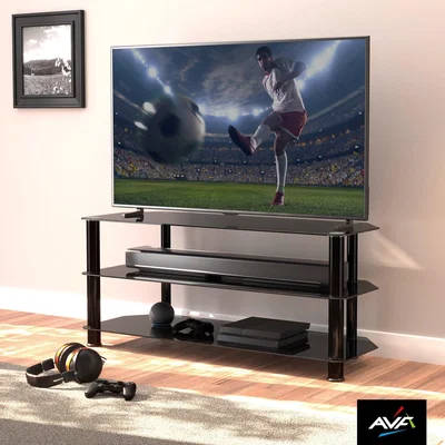 Dunelm AVF TV Stand, Black Glass Black