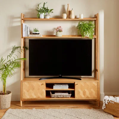 Dunelm Farris Light Oak Ladder TV Unit for TVs up to 65" Light Oak
