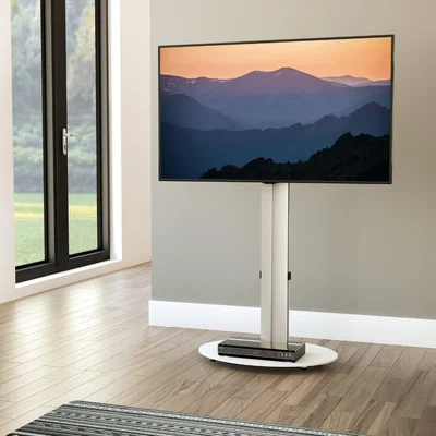 Dunelm Return - Eno Pedestal TV Stand for TVs up to 55", Silver