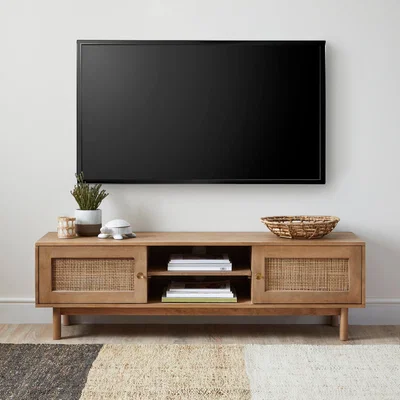 Dunelm Indi Wide TV Stand Wood (Brown)