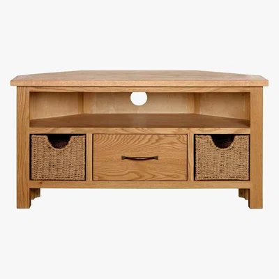 Dunelm Sidmouth Oak Corner TV Stand Light Brown / Natural