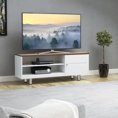 Dunelm White Sands Wide TV Stand, 120cm White/Brown