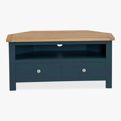 Dunelm Bromley Blue Corner TV Stand Blue