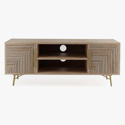 Dunelm Grooved TV Stand Brown