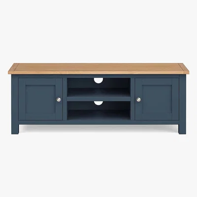 Dunelm Bromley Blue Wide TV Stand Blue and Brown