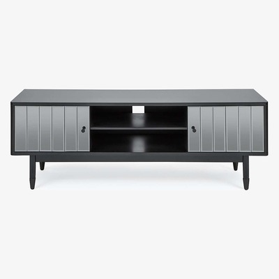 Dunelm Loren Mirrored Wide TV Unit Black