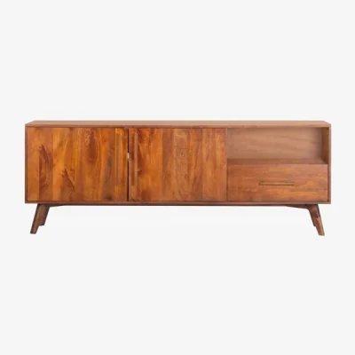 Dunelm Maxton Extra Wide TV Unit For TVs up to 70", Mango Wood