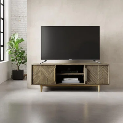 Dunelm Edra Wide TV Unit, Mango Wood Brown