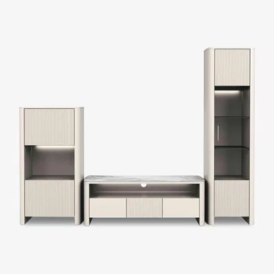 Furniture Village Avorio Media Set with TV Unit, Display Cabinet and Highboard