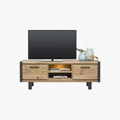 Furniture Village Habufa - Detroit 2 Cupboard 2 Shelf Low Sideboard - Grey