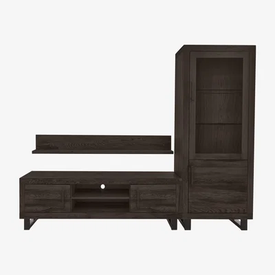 Furniture Village Bodahl - Terra Small Media Set with Small TV Unit, Small Display Cabinet and 150cm Wall Shelf - Brown