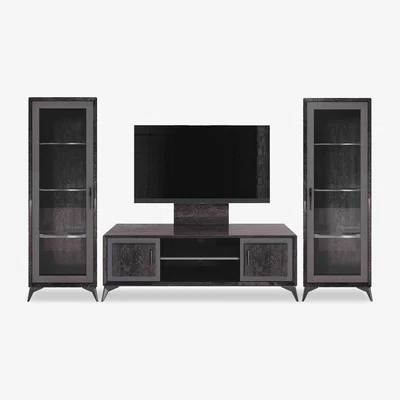 Furniture Village Vita Media Set with TV Unit, TV Wall Panel and Two 1 Door Curio Cabinets