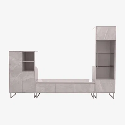 Furniture Village Grigio Media Set with TV Unit, Highboard, Display Unit and Wall Shelf